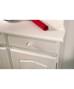 VETRINA CON 2 ANTE IN PINO MASSELLO TINTO BIANCO, 88X198X43 CM